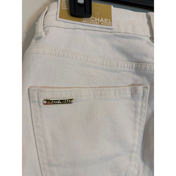 Michael Kors Selma high-rise crop flare white jeans size 4 NWT - Picture 5 of 6